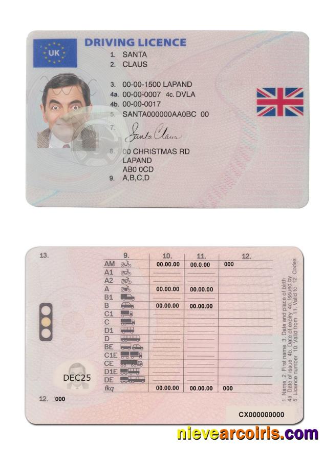 United Kingdom driving license (between January 2021 and December 2021)